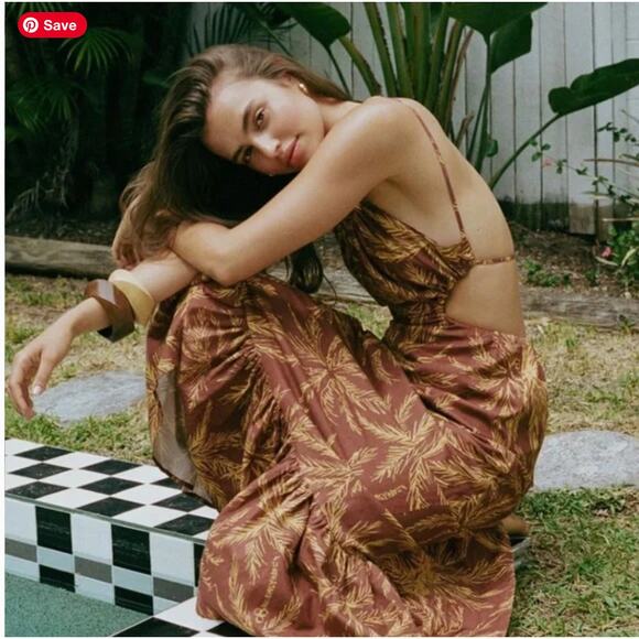 Charlie Holiday Isle of Palms Cutout Maxi Dress Brown – Size 8 - Picture 6 of 6